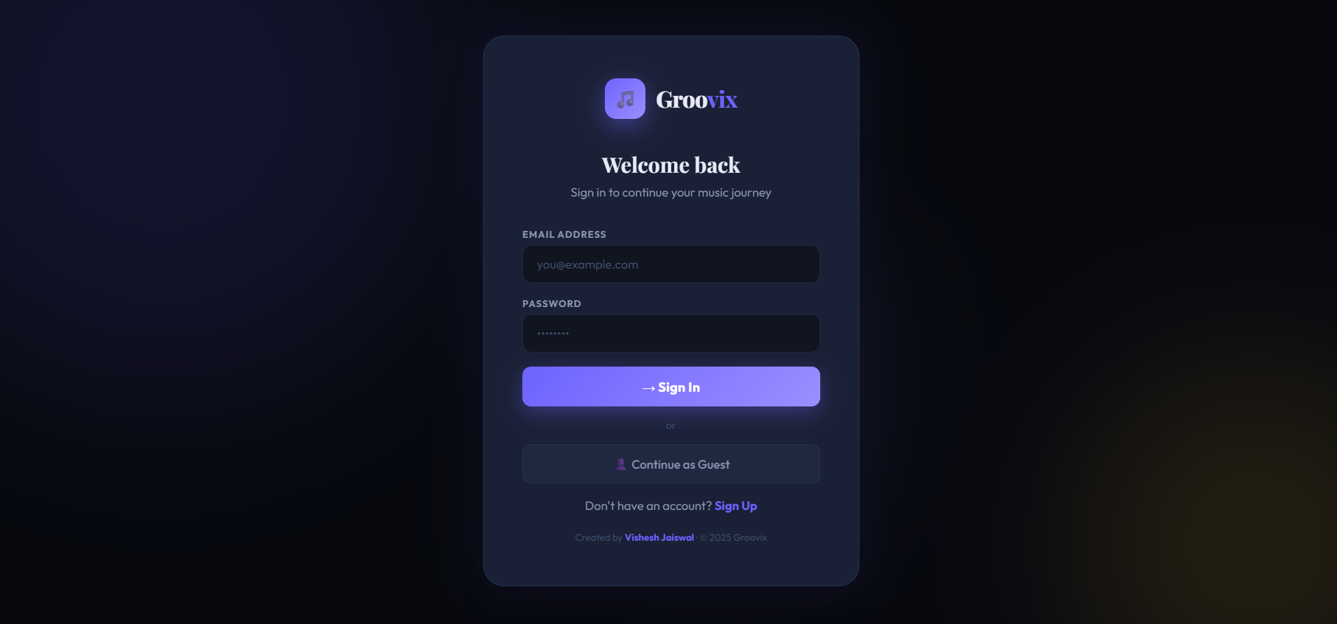 Groovix Music Player